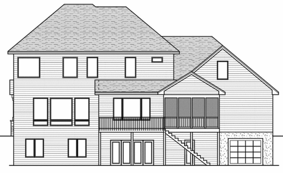 Rear Elevation for House Plan #280223