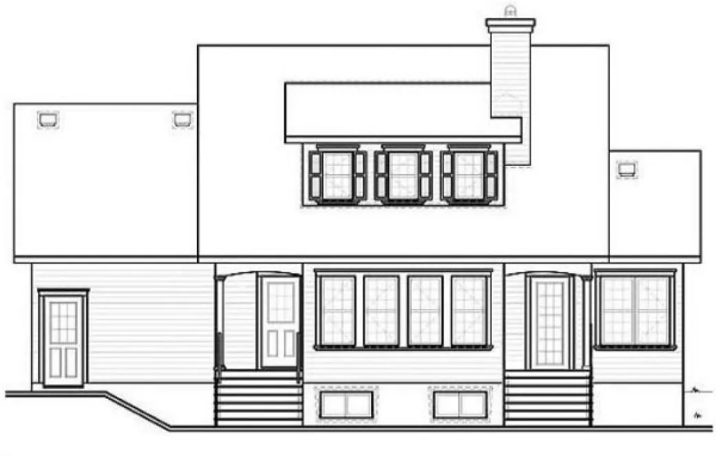 Rear Elevation for House Plan #140862
