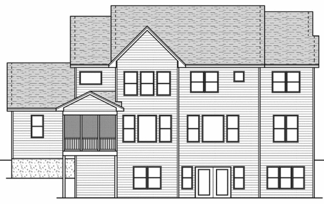 Rear Elevation for House Plan #285053