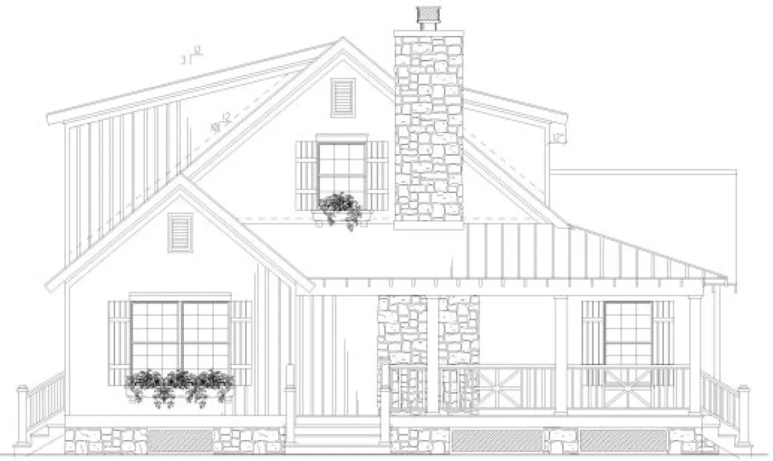 Left Elevation for House Plan #310911