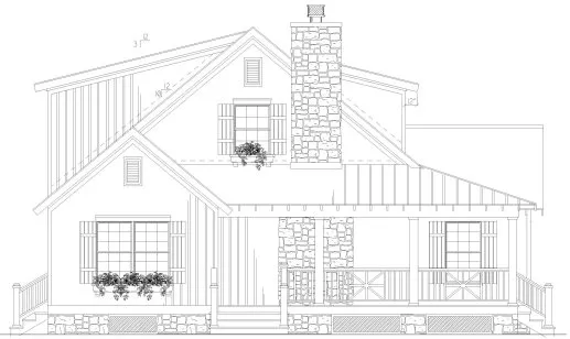 Left Elevation for House Plan #310911