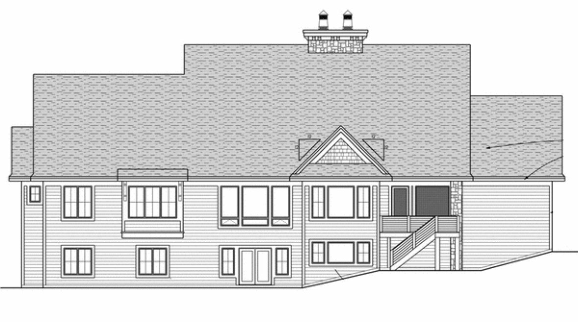 Rear Elevation for House Plan #284354