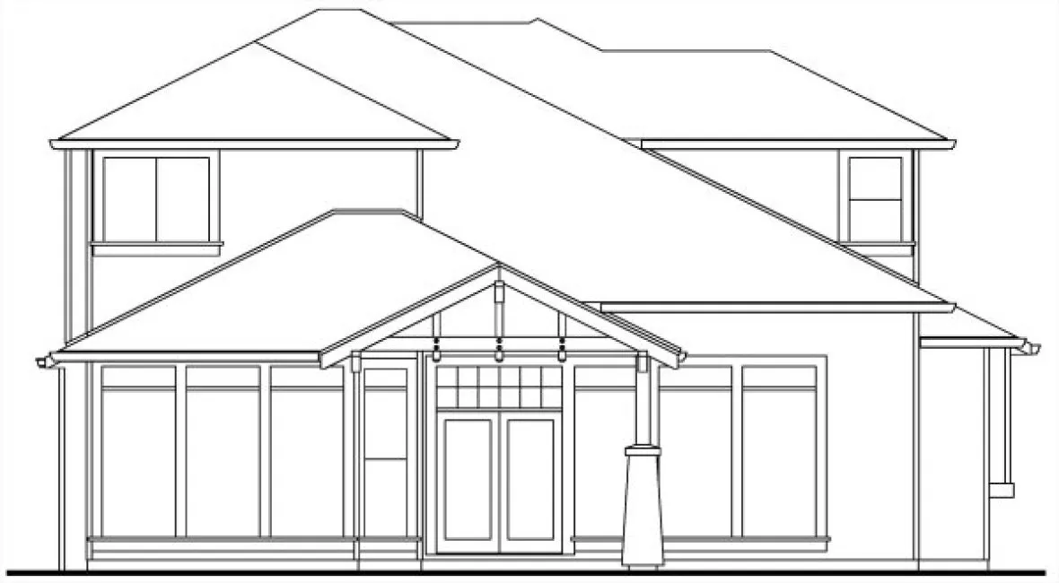 Rear Elevation for House Plan #579042