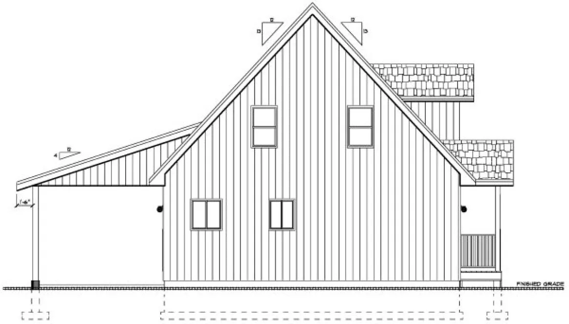 Rear Elevation for House Plan #207003