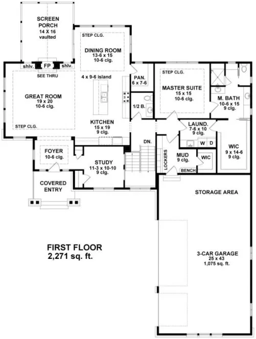 Main Floor Plan for House Plan #280234