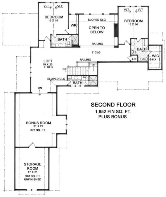 Second Floor Plan for House Plan #289374
