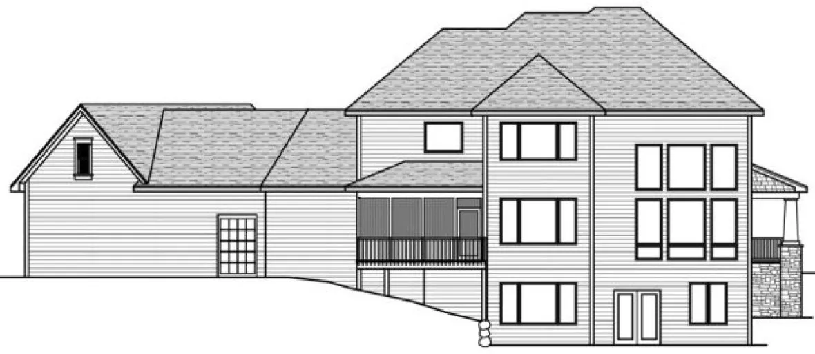 Rear Elevation for House Plan #282564