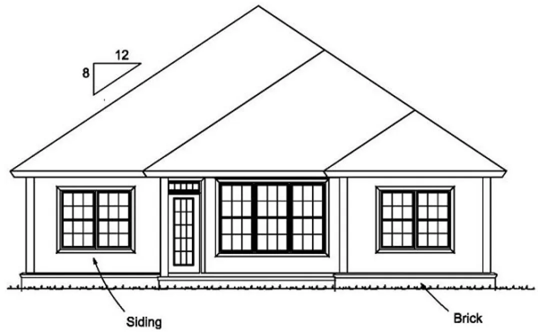 Rear Elevation for House Plan #242751