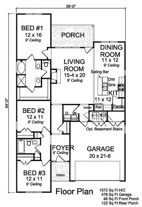 Main Floor Plan for House Plan #242751
