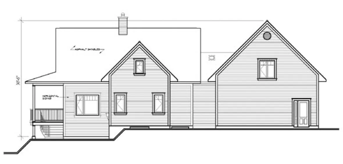 Rear Elevation for House Plan #141293