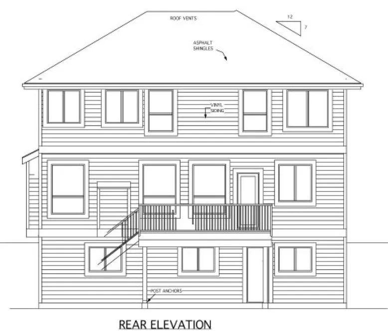 Rear Elevation for House Plan #502033