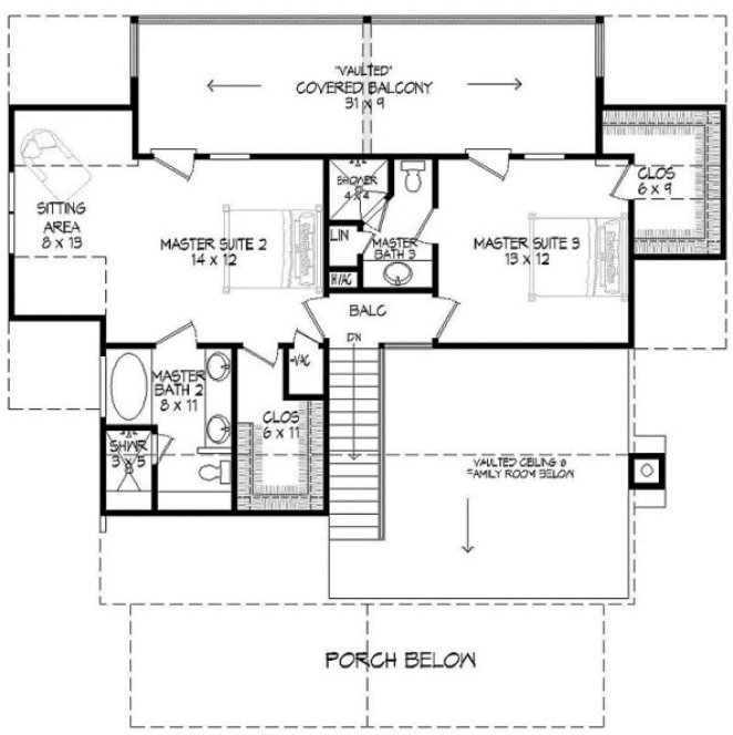 Second Floor Plan for House Plan #692791