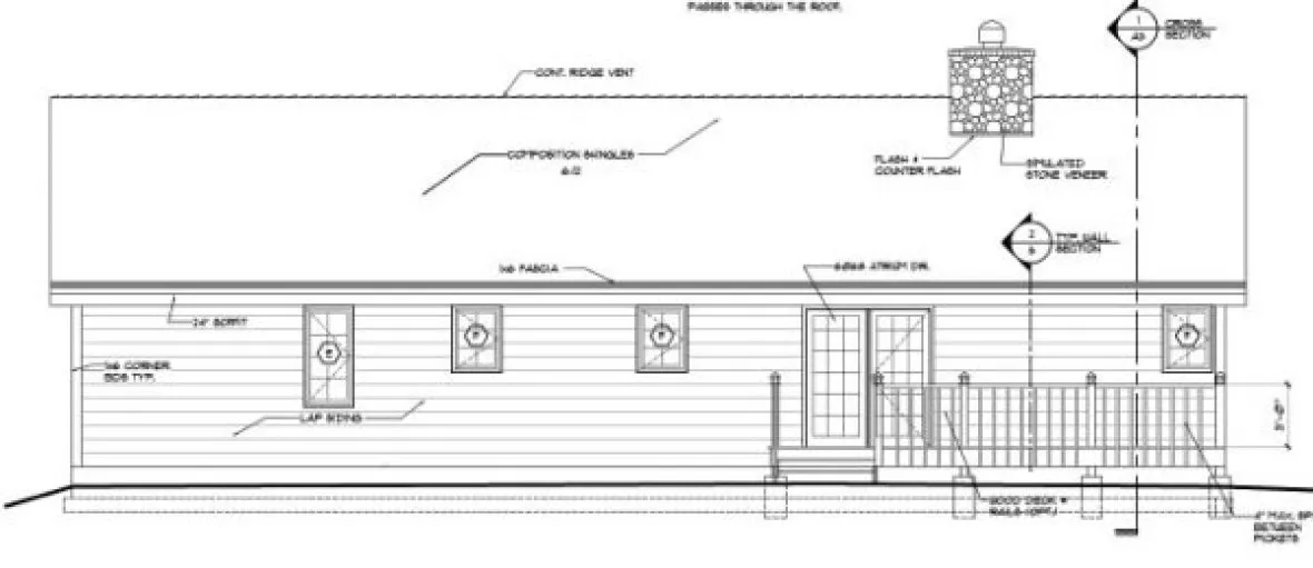 Rear Elevation for House Plan #182971