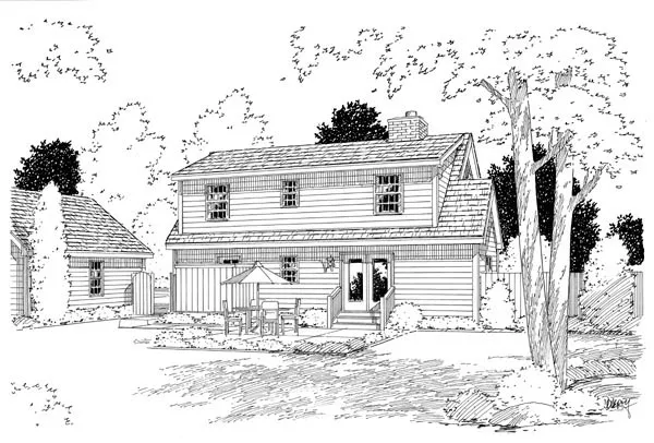 Rear Elevation for House Plan #181601