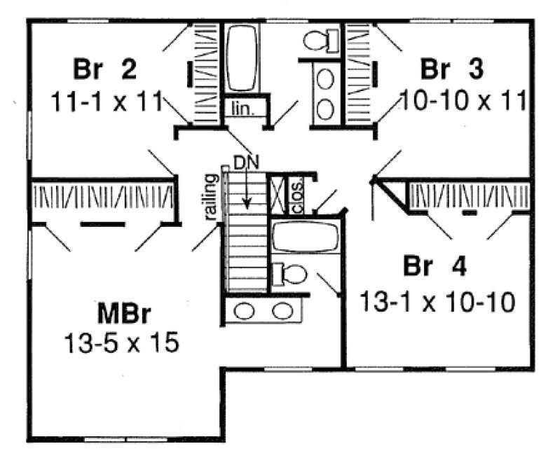 Second Floor Plan for House Plan #187591