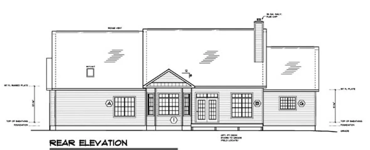 Rear Elevation for House Plan #184252