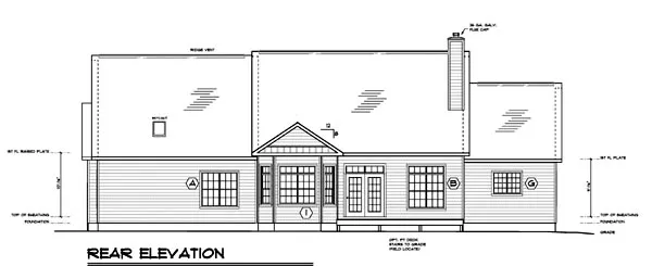 Rear Elevation for House Plan #184252