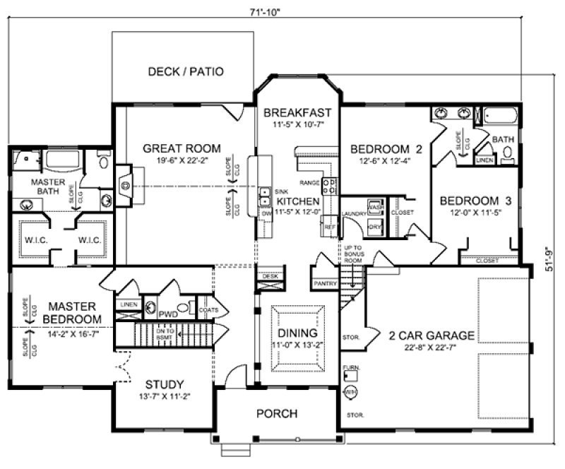 Main Floor Plan for House Plan #184252