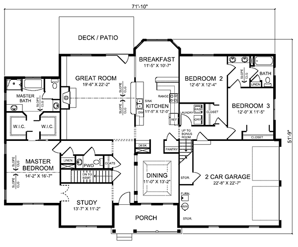 Main Floor Plan for House Plan #184252