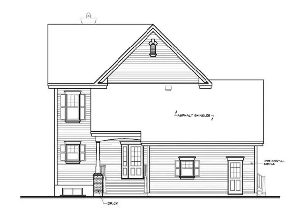 Rear Elevation for House Plan #145283