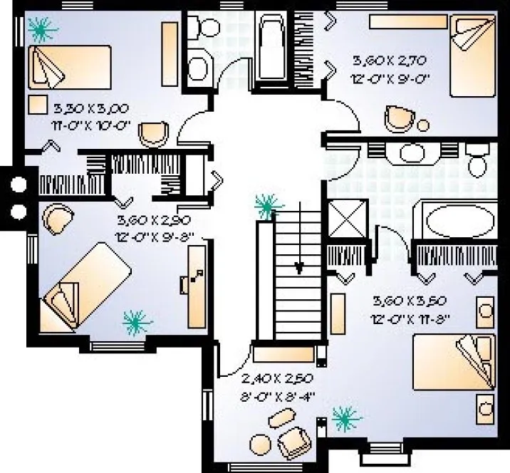 Second Floor Plan for House Plan #144562