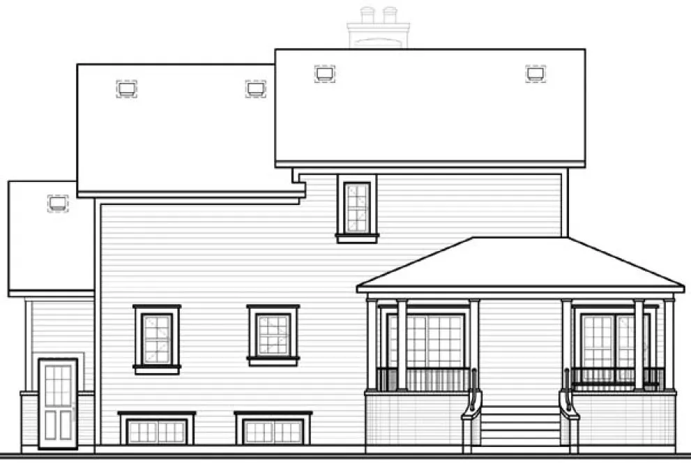 Rear Elevation for House Plan #149902