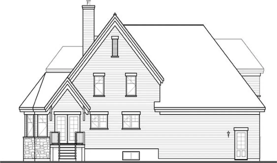 Rear Elevation for House Plan #148288