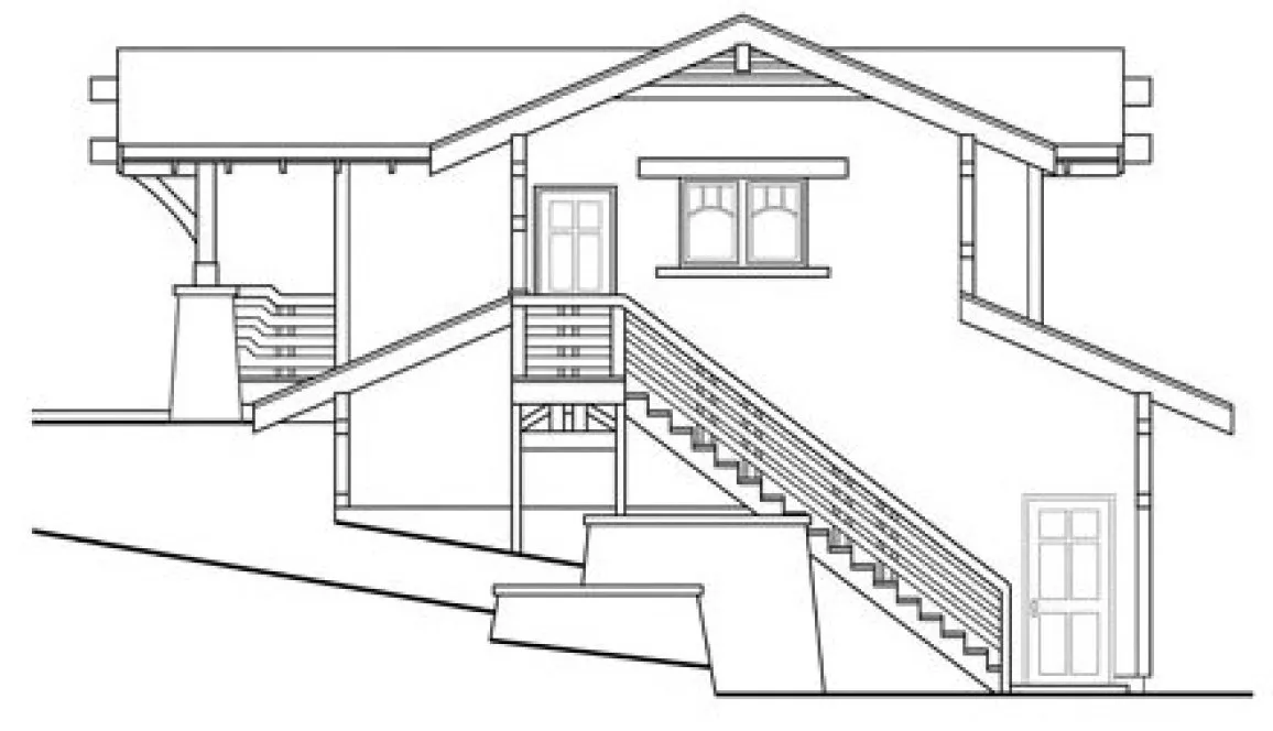 Rear Elevation for House Plan #348002