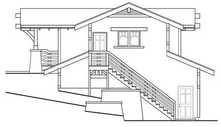 Rear Elevation for House Plan #348002