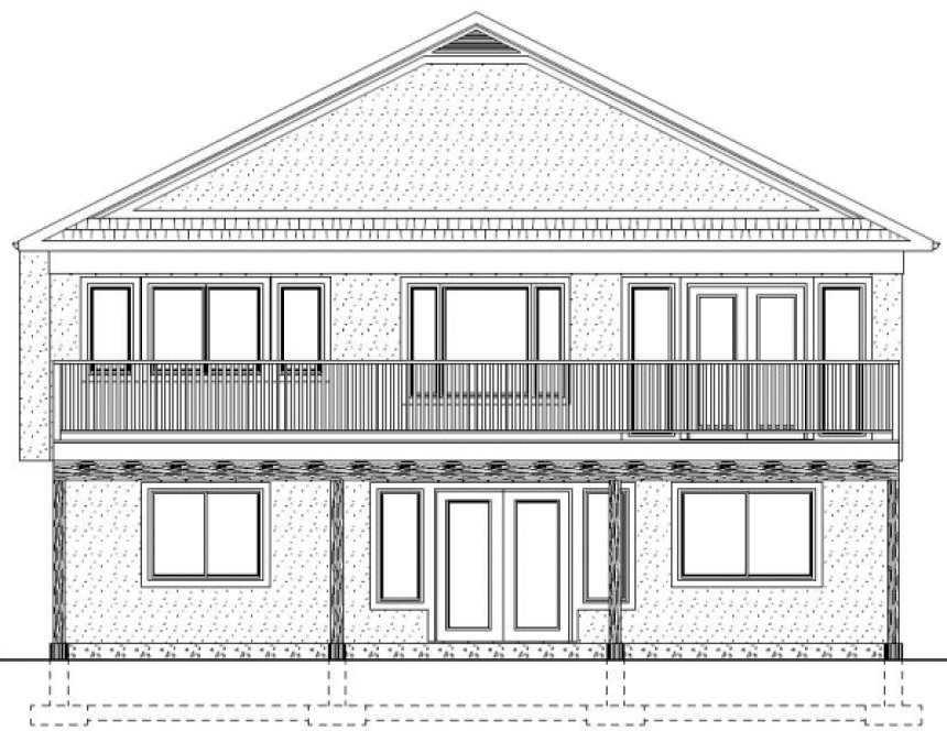 Rear Elevation for House Plan #195056