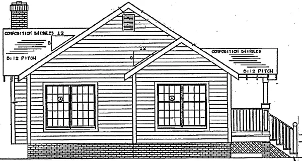 Rear Elevation for House Plan #184711