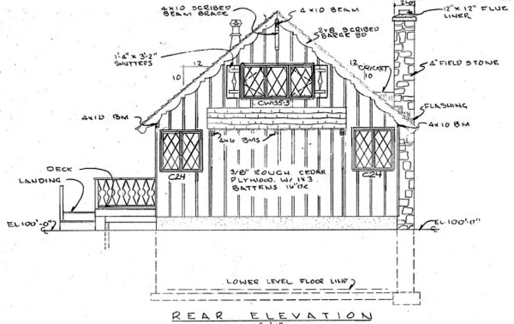 Rear Elevation for House Plan #184699