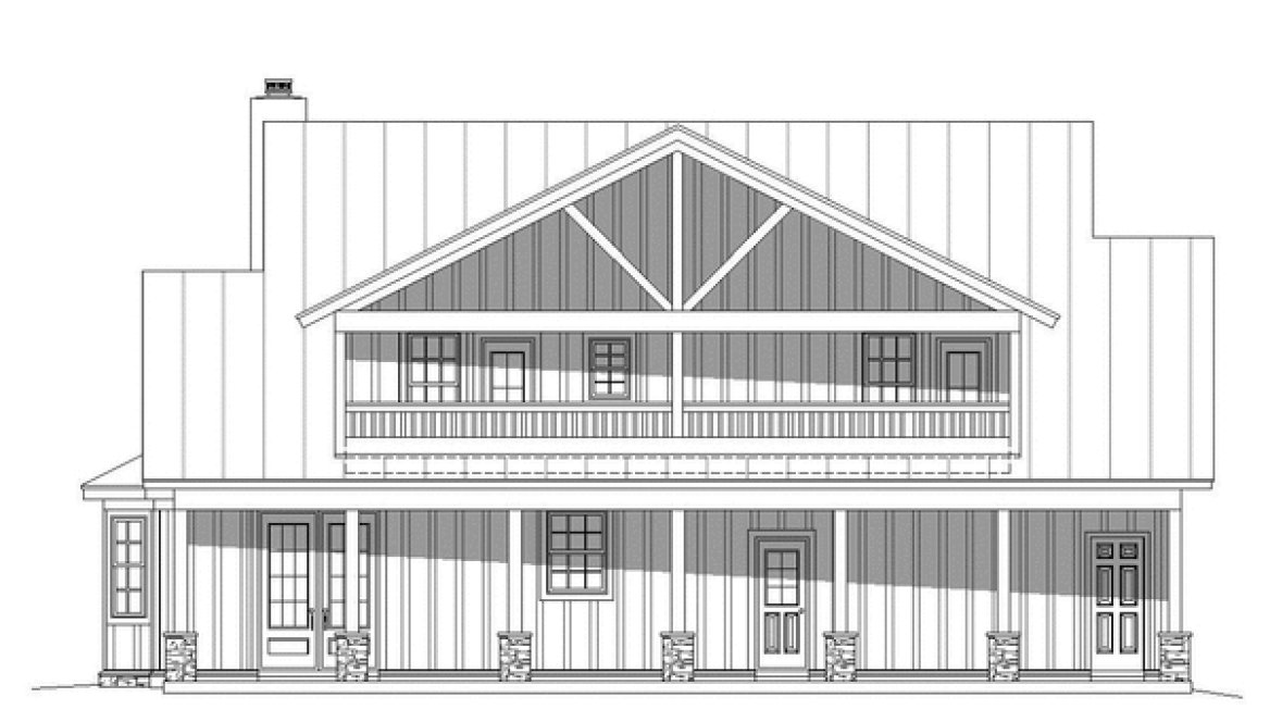 Rear Elevation for House Plan #690032