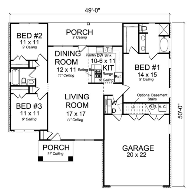 Main Floor Plan for House Plan #244631