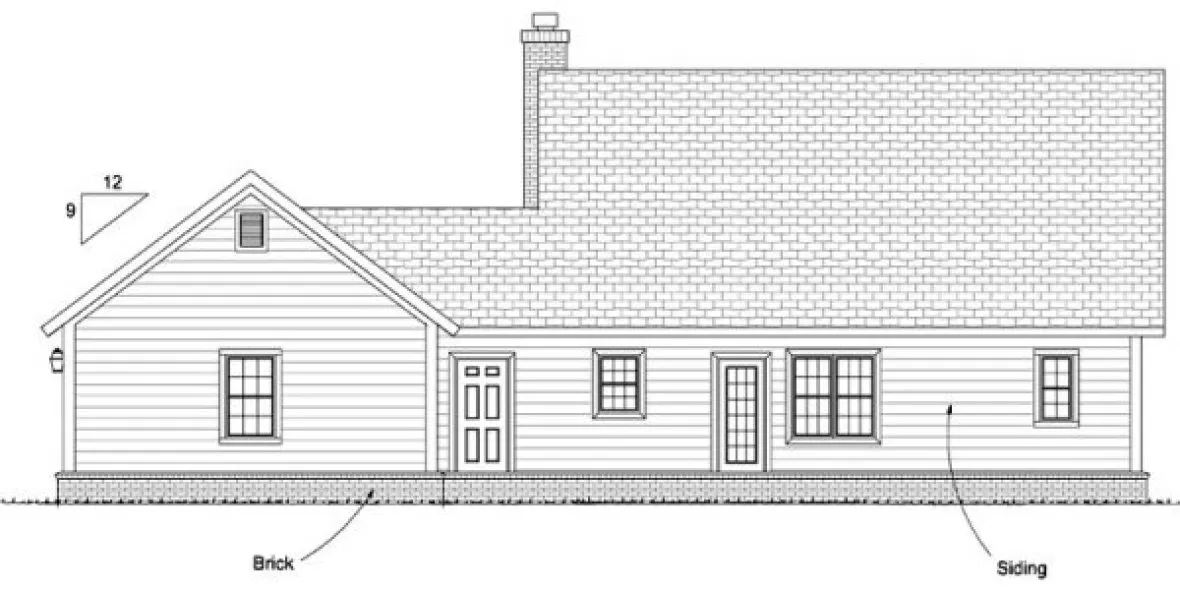 Rear Elevation for House Plan #245761