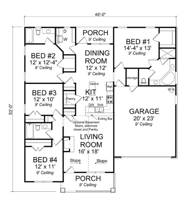 Main Floor Plan for House Plan #241694