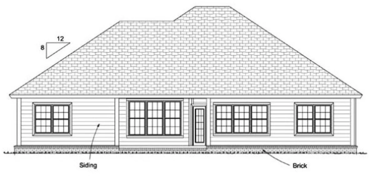 Rear Elevation for House Plan #244981