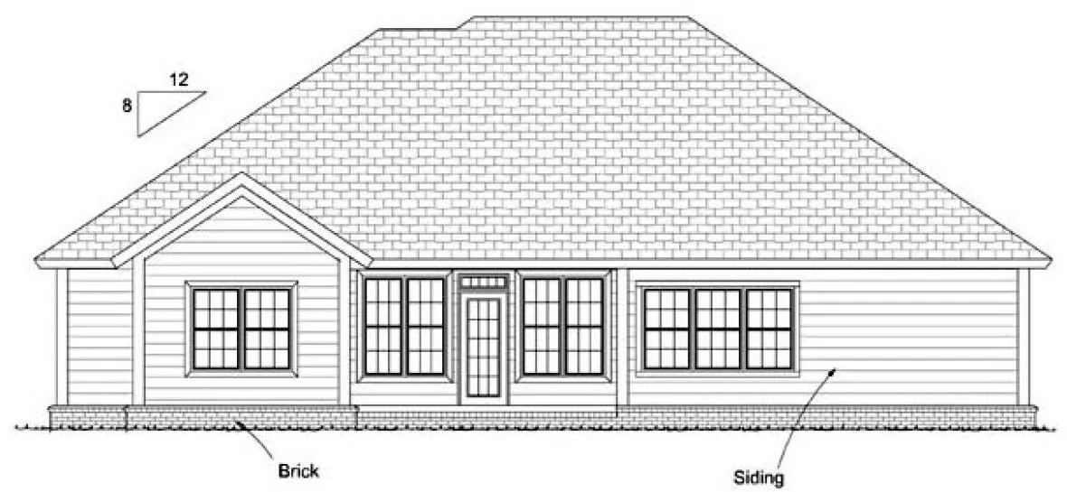 Rear Elevation for House Plan #248891