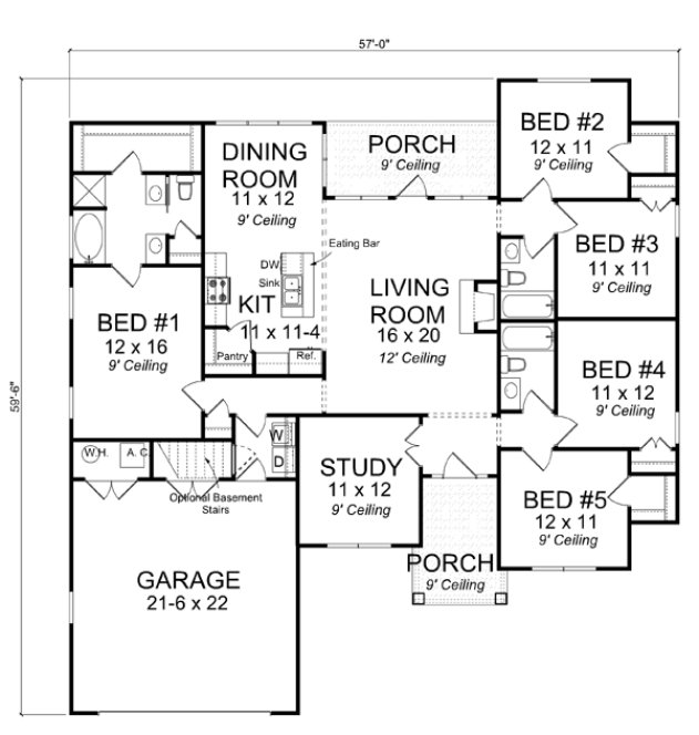 Main Floor Plan for House Plan #248891