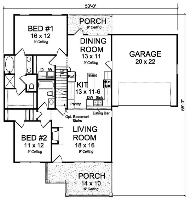 Main Floor Plan for House Plan #244681