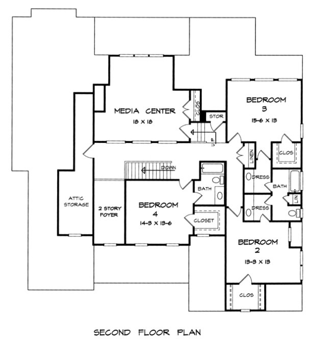 Second Floor Plan for House Plan #718553