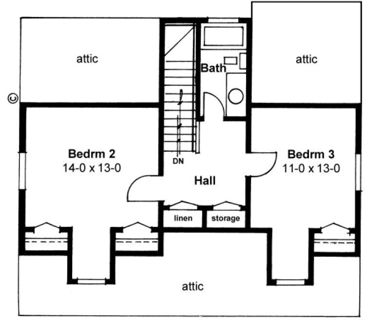 Second Floor Plan for House Plan #222176