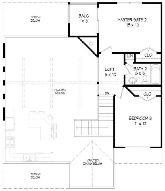 Second Floor Plan for House Plan #690581