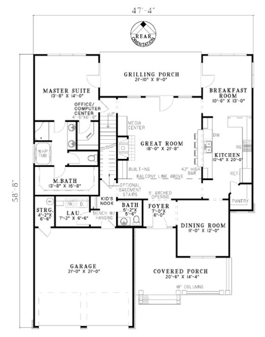 Main Floor Plan for House Plan #310742