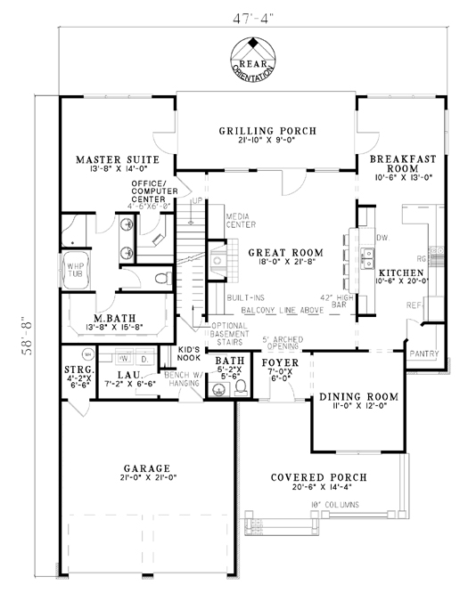 Main Floor Plan for House Plan #310742