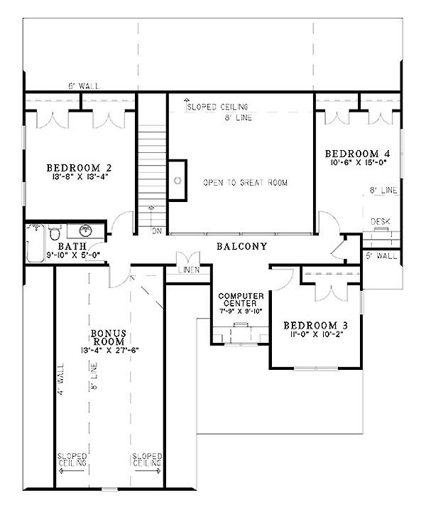 Second Floor Plan for House Plan #310742