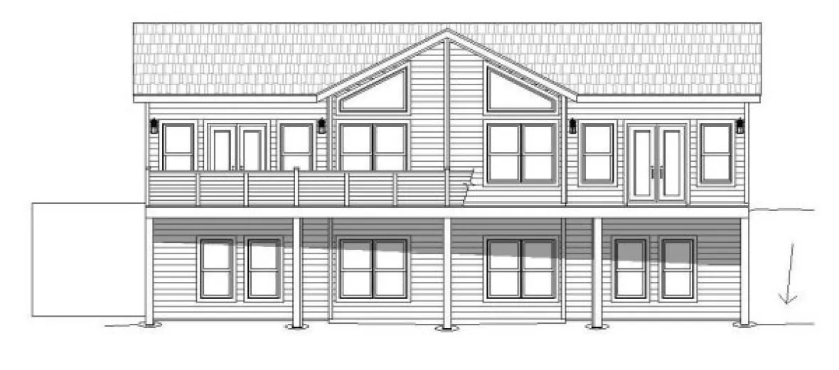 Rear Elevation for House Plan #696712