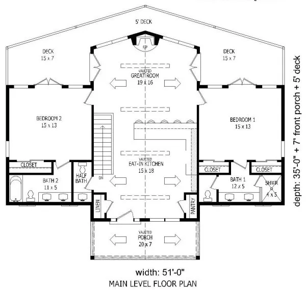 Main Floor Plan for House Plan #696712