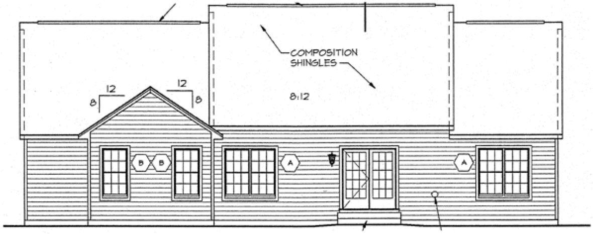 Rear Elevation for House Plan #187742