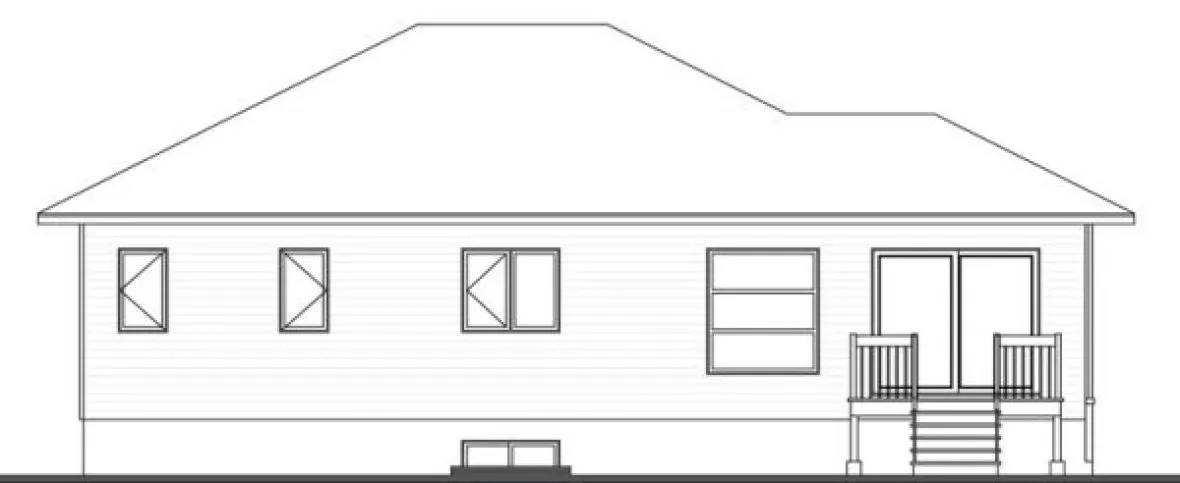 Rear Elevation for House Plan #142431